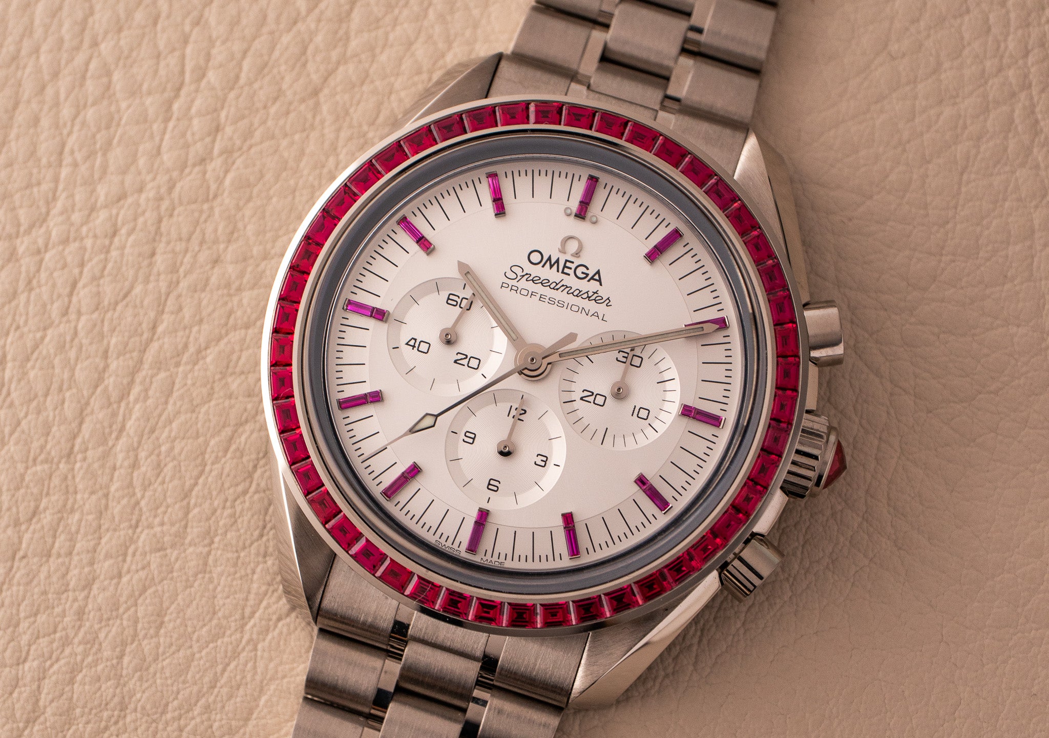 ‘Vampire’ Ruby Omega Speedmaster Canopus White Gold