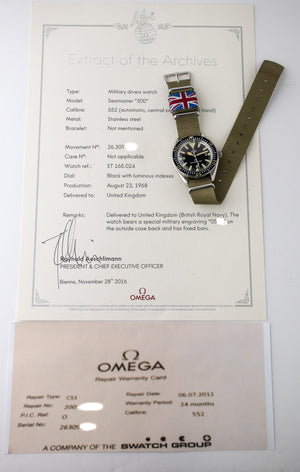 1968 Omega Seamaster 300 Circle T 165.024 British Royal Navy Issued Belmont Watches