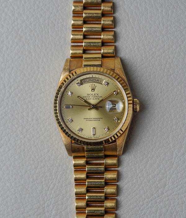 1988 Rolex Day-Date 18238 Champagne Diamond Dial