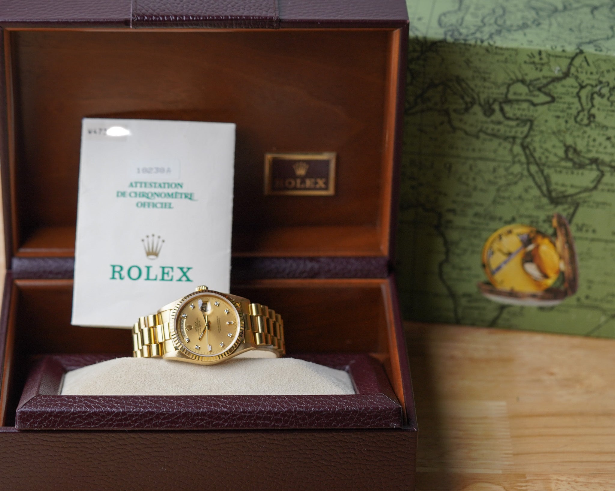 1996 Rolex Day-Date 18238 Champagne Diamond Dial