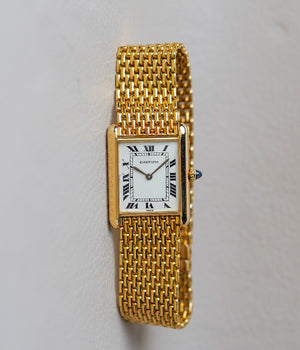 Cartier Tank Louis 'PARIS' Dial 18K Yellow Gold Beads of Rice Bracelet 78086