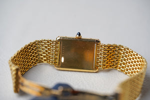 Cartier Tank Louis 'PARIS' Dial 18K Yellow Gold Beads of Rice Bracelet 78086