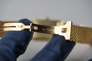 Cartier Tank Louis 'PARIS' Dial 18K Yellow Gold Beads of Rice Bracelet 78086