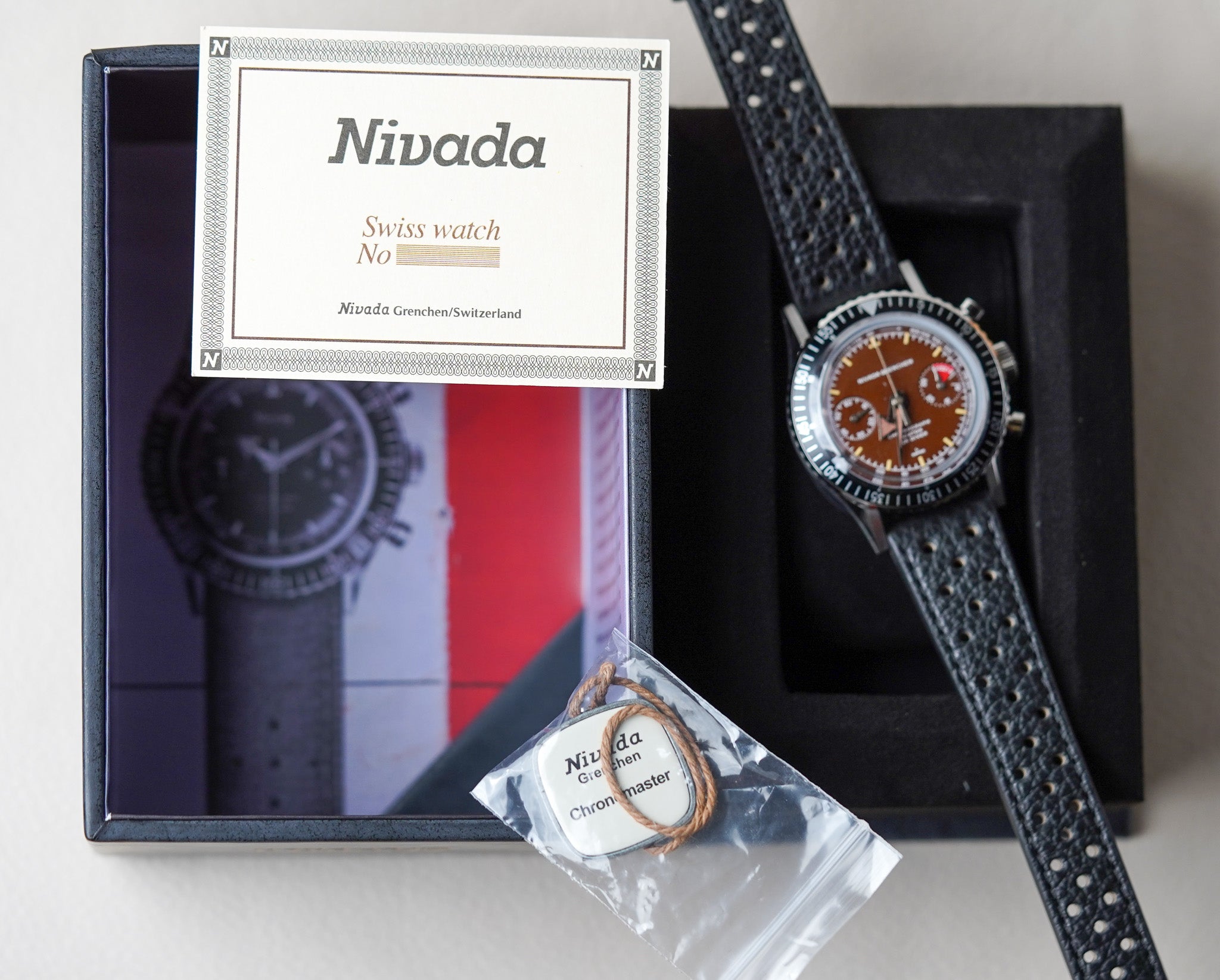 Nivada Grenchen Chronomaster Broad Arrow Tropical Black Racing Strap 85007M10LC