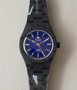 Nivada Grenchen F77 Black Ceramic Lapis Lazuli 68022A77