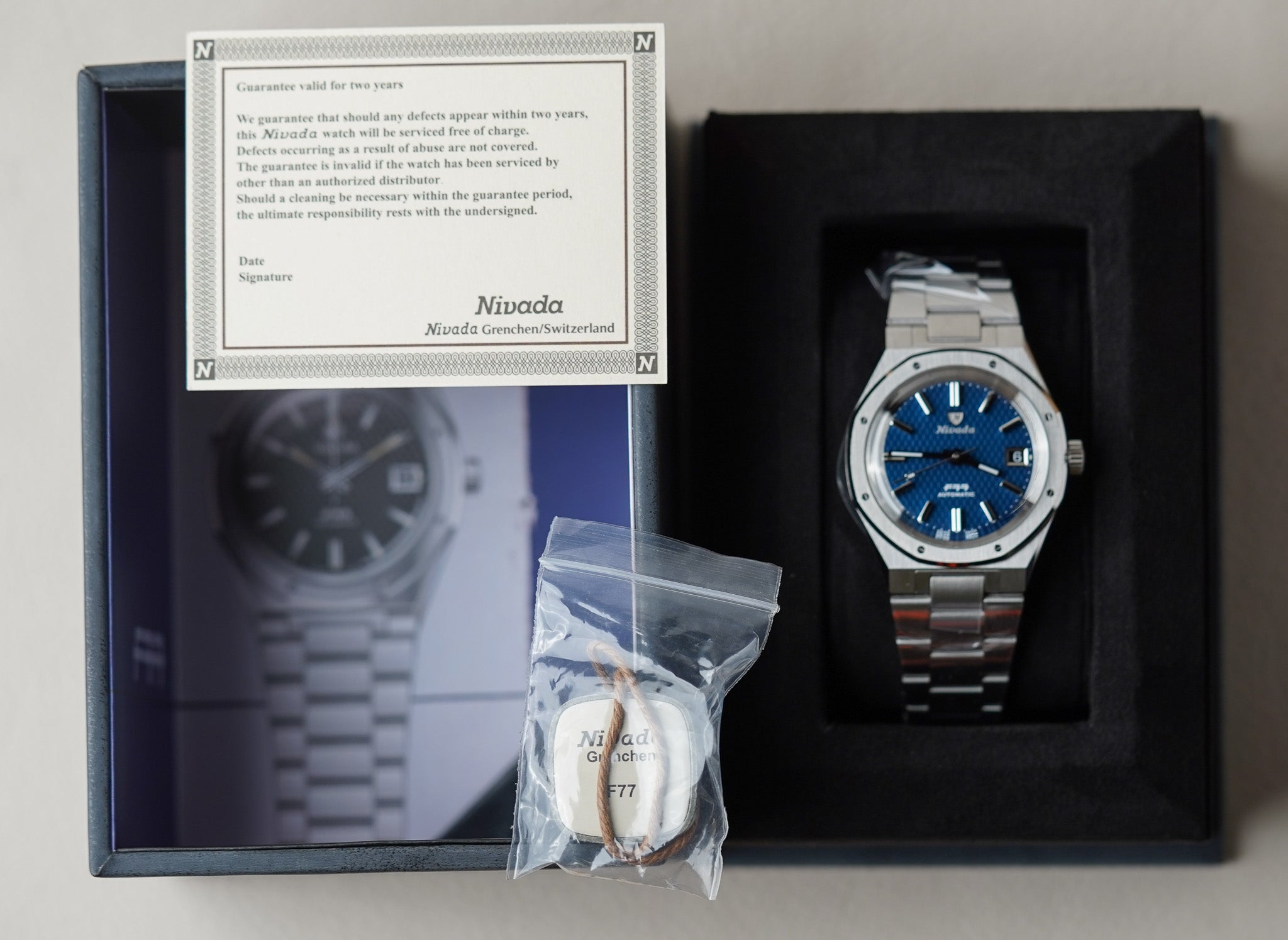 Nivada Grenchen F77 Blue With Date 69001A77