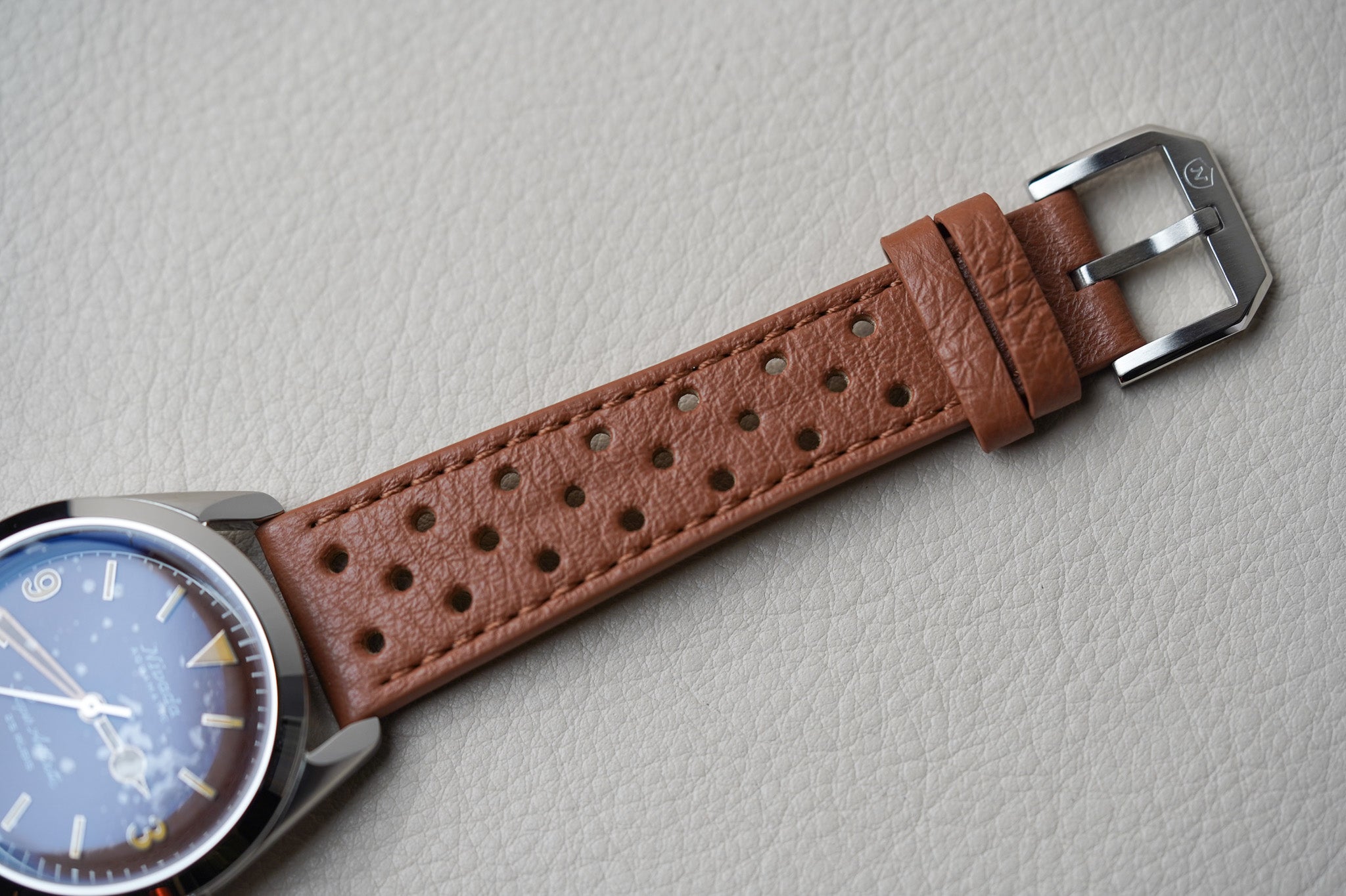 Nivada Grenchen Super Antarctic 3.6.9 Tropical on Brown Racing Strap