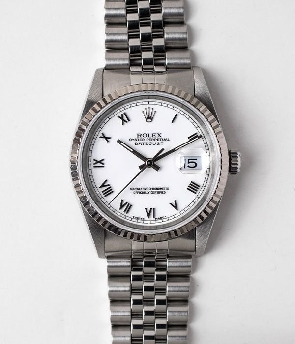 Rolex Datejust 16234 White "Skinny Roman" Dial